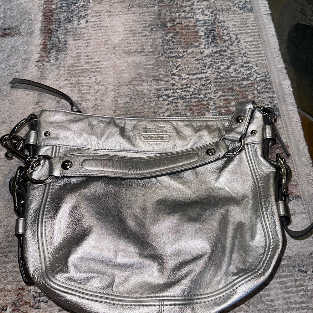Coach Metallic Silver Shoulder Bag
